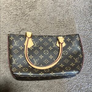 Brown and Tan Shoulder Bag with Monogram Canvas